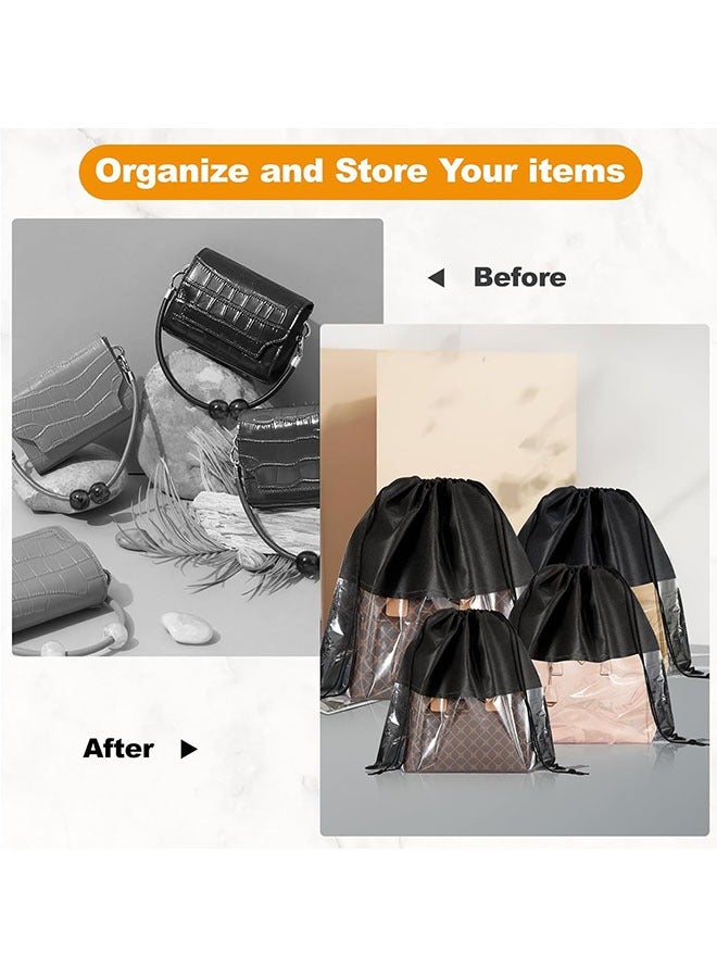 YelaJoy 12 PCS Dust Bags for Handbags,Dustproof Drawstring Bags in 4 Size,Breathable Non Woven Fabric Purse Dust Bag,Storage Bags for Handbags Shoes Purses,Black  - Image 5