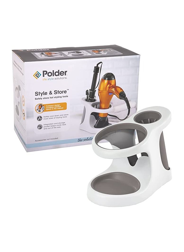 Polder Holder for Organizing Hair Dryer Tools Modern Design Grey - Image 1