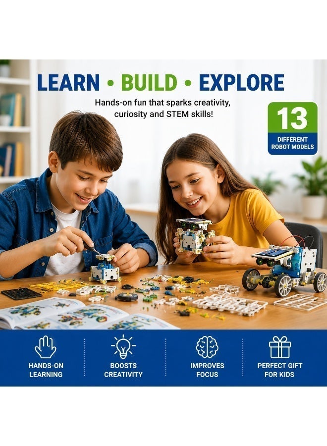 Science Kit for kids with 13 Different Robot Models, STEM Toys Solar Robot Kit for Kids Age 10+, 13 in 1 DIY, Educational Construction Building Toy, Solar Powered Engineering Set - Image 3