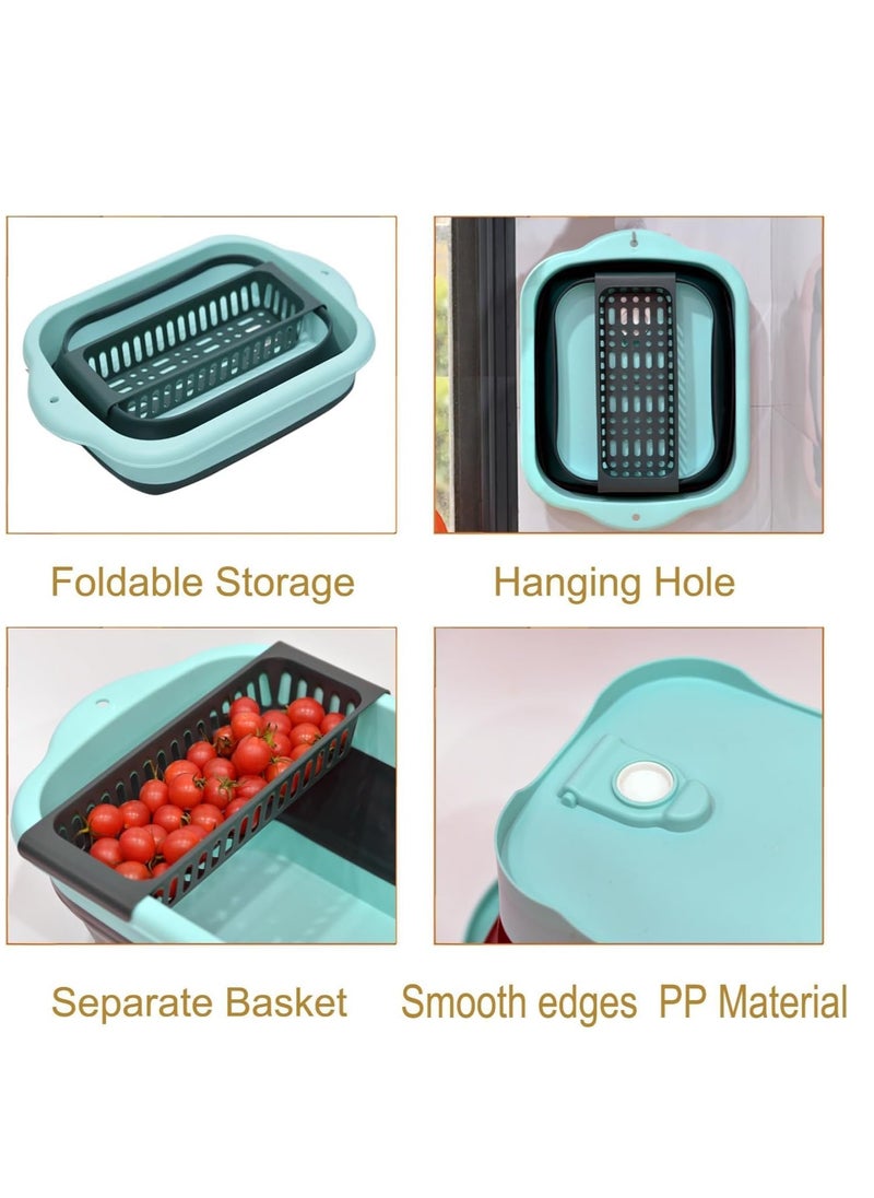 Dish Basin with Drain Plug and Drainage Rack, Collapsible Multiuse Sink Tub Dishpan, 11L Portable Foldable Kitchen Storage Tray for Vegetable Washing Outdoor Camping RV (Green) - pzsku/Z96ABBC681C2ECB4336AEZ/45/_/1733469144/a4cc28db-0f12-43c6-8b81-f8101d5ab672