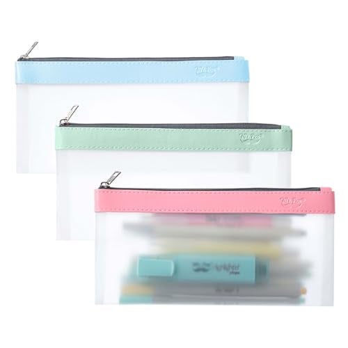 Mr. Pen- Clear Pencil Pouch, 8.50"x4.25", 3 Pack, Durable TPU Material, Medium Water-Resistant Pencil Bags with Smooth Zipper, Multipurpose Clear Pouch for Stationery, School, Office, Travel Supplies - Image 1