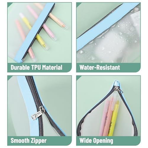 Mr. Pen- Clear Pencil Pouch, 8.50"x4.25", 3 Pack, Durable TPU Material, Medium Water-Resistant Pencil Bags with Smooth Zipper, Multipurpose Clear Pouch for Stationery, School, Office, Travel Supplies - Image 5