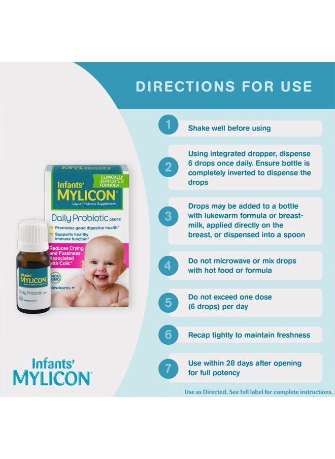 Mylicon - Infants' Mylicon Daily Probiotic Drops, for Colic and Fussiness, 8mL, 21 Daily Doses - Image 1