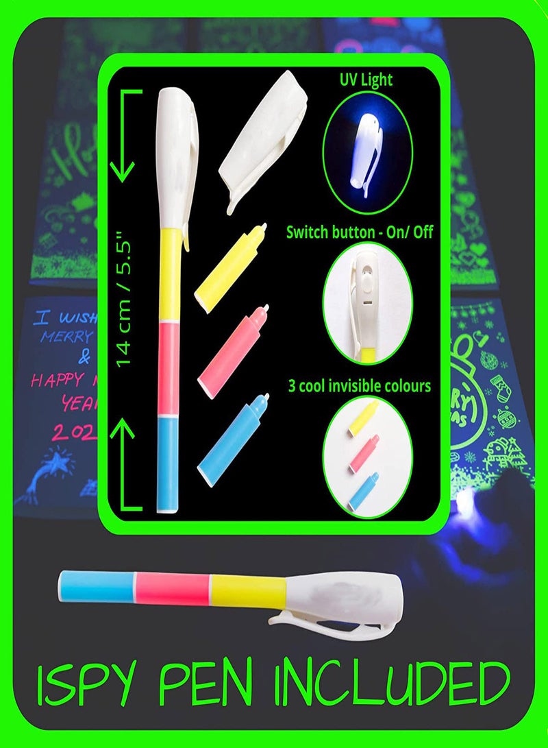 NIBEMINENT Invisible Pen with Glow Light, 3 Colors Magic Disappearing Marker Pen, for Writing Secret Diaries, DIY Children's Games, Tattoo Drawing, Party Paintings, and Night Games (2Pcs) - Image 2