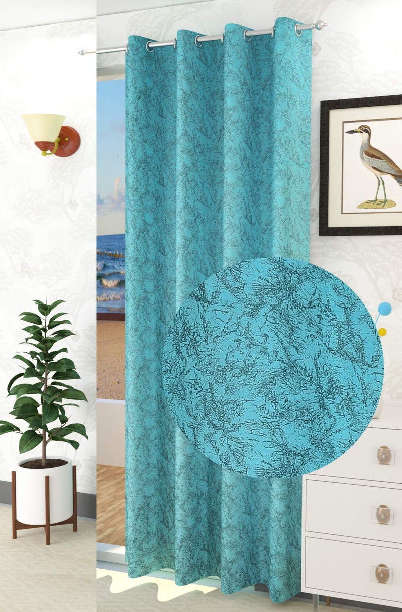 Purav Light Velvet Solid Curtain, 4 x 8 Feet, Aqua Blue, 1 Piece, Blackout - Image 1