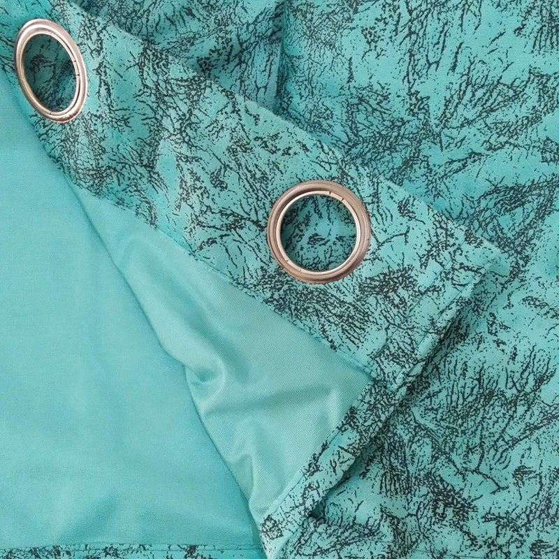 Purav Light Velvet Solid Curtain, 4 x 8 Feet, Aqua Blue, 1 Piece, Blackout - Image 2