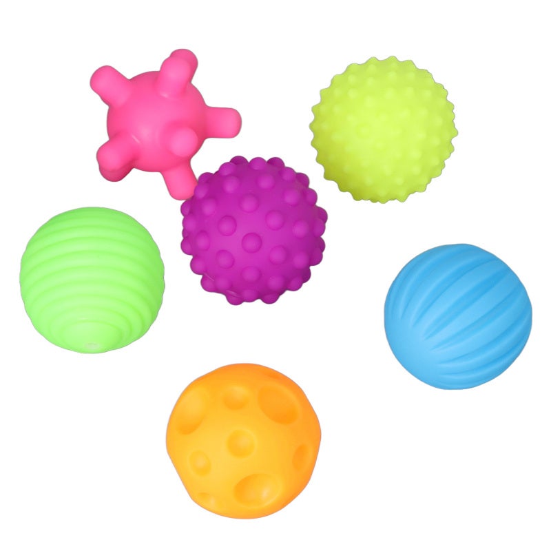 Baby Textured Ball Set: 6pcs Colorful Soft Elastic Balls - Grasp Training Tactile Development Squeak Toy for Infants Home Beach Play - Image 3