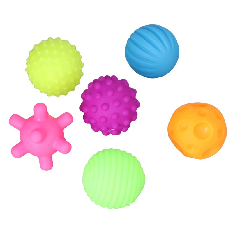 Baby Textured Ball Set: 6pcs Colorful Soft Elastic Balls - Grasp Training Tactile Development Squeak Toy for Infants Home Beach Play - Image 5
