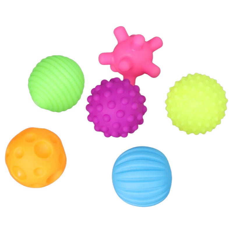 Baby Textured Ball Set: 6pcs Colorful Soft Elastic Balls - Grasp Training Tactile Development Squeak Toy for Infants Home Beach Play - Image 2