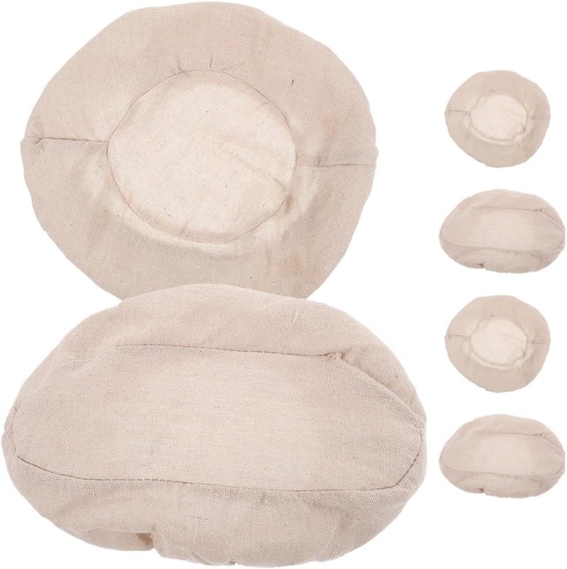 6pcs Bread Proofing Basket Liners Cotton Cloth Covers for Sourdough Dough Rising, round 25x8cm Oval 30x14x8cm, Baking Supplies for Home and Artisan Bread Making - Image 1