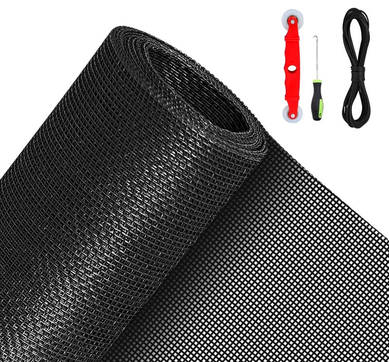 QWR Pet Proof Window Screen Replacement Kit 48x118 Durable High Hardness Screen Mesh Replacement Window Screens Repair Kit for Sliding Screen DoorPatio and WindowsFolded Package
