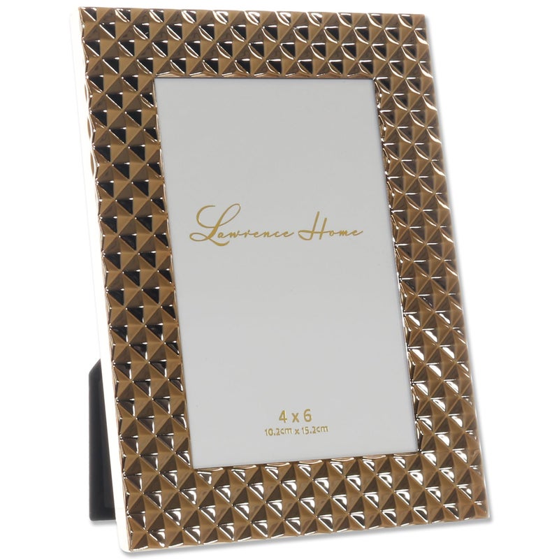 Lawrence Frames Diamond Pattern Polished Metal Picture Frame  4x6  Gold - Image 2