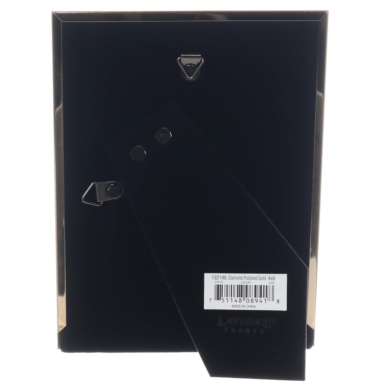 Lawrence Frames Diamond Pattern Polished Metal Picture Frame  4x6  Gold - Image 4