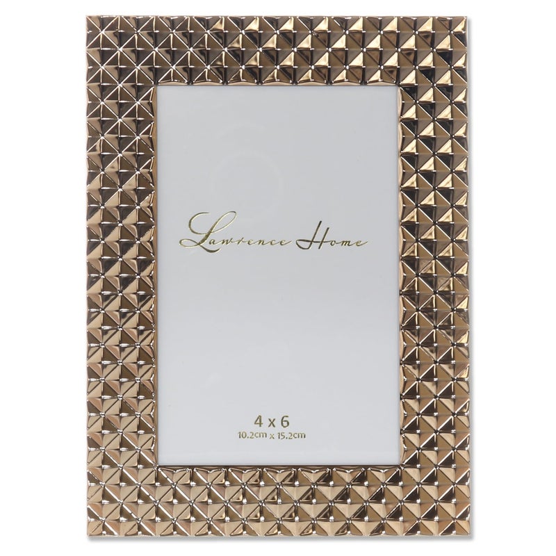 Lawrence Frames Diamond Pattern Polished Metal Picture Frame  4x6  Gold - Image 1