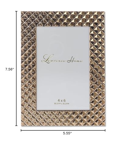 Lawrence Frames Diamond Pattern Polished Metal Picture Frame  4x6  Gold - Image 5