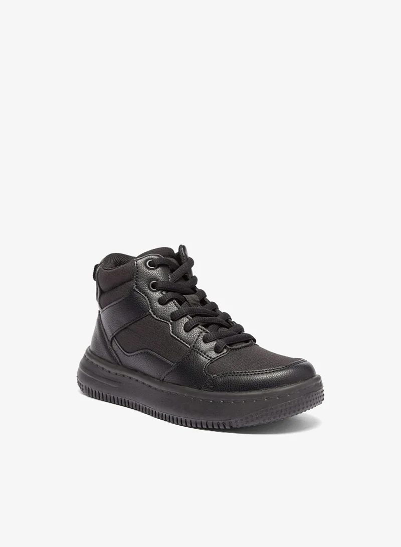 Mister Duchini Boys Panelled High Top Sneakers with Zip Closure