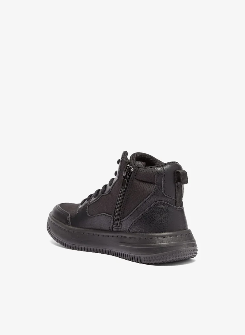 Mister Duchini Boys Panelled High Top Sneakers with Zip Closure