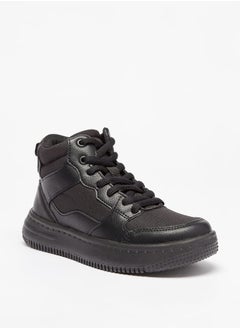 Mister Duchini Boys Panelled High Top Sneakers with Zip Closure  - Image 1