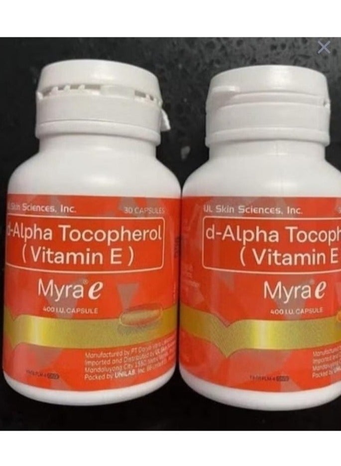 MYRAH Myra-E D-Alpha Tocopherol 400 IU Dietary Supplement Pack of 2 - 60 Capsules