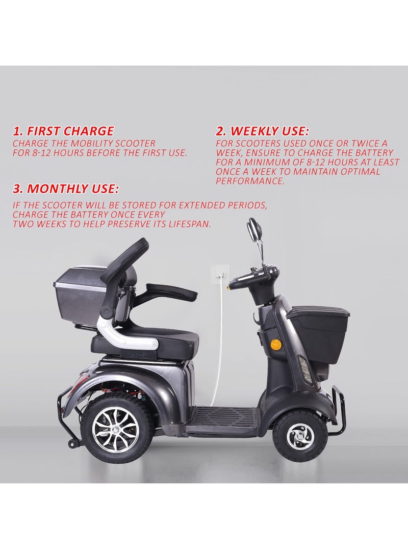 Cool Baby 4-Wheel Electric Powered Mobility Scooter Wheelchair for Adults & Seniors - Pre-Assembled, 418lbs Capacity, 34~37 Miles Range, Up to 10.56~15.53MPH - Image 3