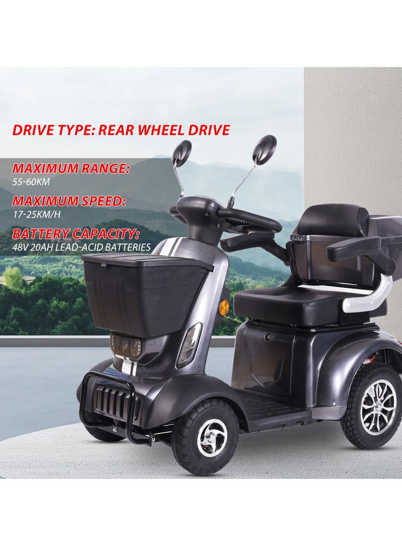 Cool Baby 4-Wheel Electric Powered Mobility Scooter Wheelchair for Adults & Seniors - Pre-Assembled, 418lbs Capacity, 34~37 Miles Range, Up to 10.56~15.53MPH - Image 2