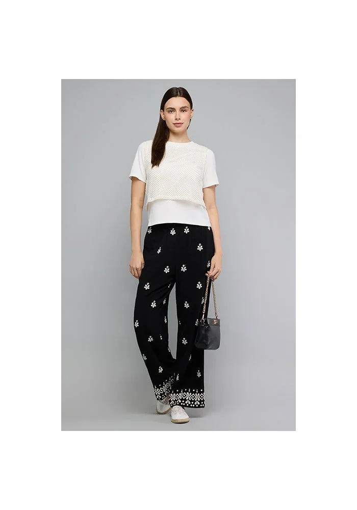 أر أند بي Solid T-Shirt with Crochet Top