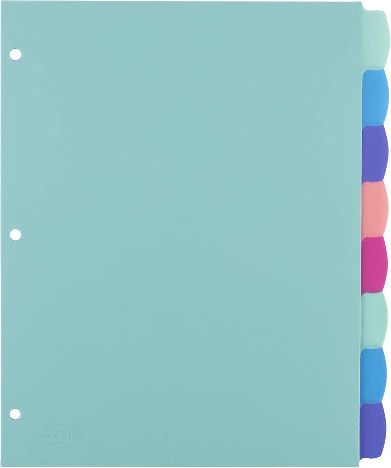 AVERY Durable Plastic 8-Tab Write & Erase Big Tab Dividers for 3 Ring Binders, Pastel Brights (16271) - Image 3