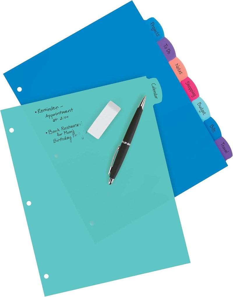 AVERY Durable Plastic 8-Tab Write & Erase Big Tab Dividers for 3 Ring Binders, Pastel Brights (16271) - Image 2