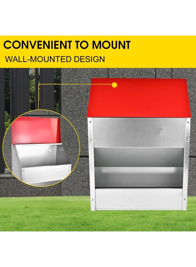 SHENGYI 11.5-55lbs Galvanized Chicken Feeder - Rat Proof Poultry Feeder with Lid Weatherproof Outdoor Coop Food Dispenser (50lbs 13.8x8.3x24.8in) - Image 4