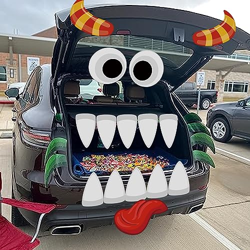 PARTYLOUD Trunk or Treat Car Decorations Kit, Halloween Cute Monster Face Trunk or Treat Kit Car Decorations for SUV, Outdoor Halloween Garage Door Decorations - Image 2