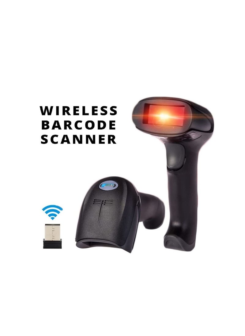 NtecH NEETUM Wireless Barcode Scanner (2.4GHz) Handheld Cordless Bar Code Reader/Scanner USB Rechargeable Wireless Wired For Laptop Computer POS System (Black)Rechargeable Wireless Wired For Laptop Co