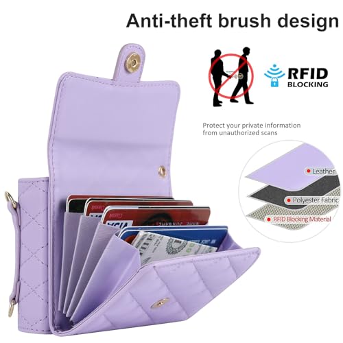 XIMAND for Samsung Galaxy Z Flip 6 Accordion Crossbody Wallet Case, 4 Card Slots, RFID Blocking, and Adjustable Strap - Stylish and Versatile Accessory for The Modern Chic Woman (Purple) - Image 5