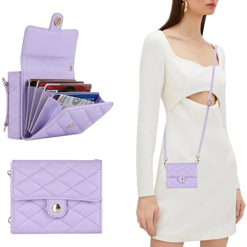 XIMAND for Samsung Galaxy Z Flip 6 Accordion Crossbody Wallet Case, 4 Card Slots, RFID Blocking, and Adjustable Strap - Stylish and Versatile Accessory for The Modern Chic Woman (Purple) - Image 2