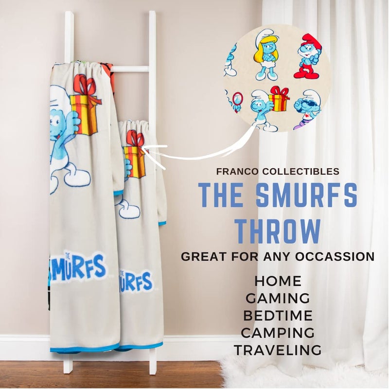 Franco Collectibles Smurfs Bedding Super Soft Micro Raschel Throw  46 in x 60 in  (Official Licensed Product) - Image 2