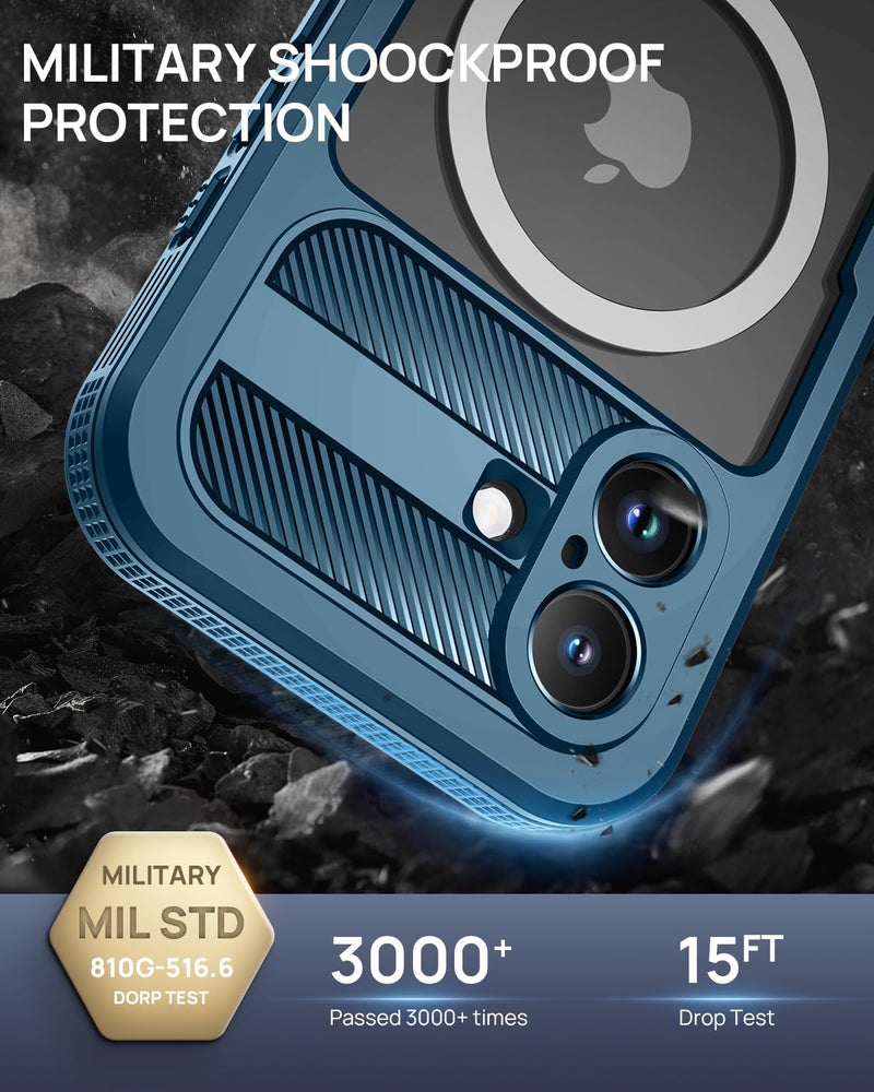 Lanhiem Magnetic for iPhone 16 Plus Case, IP68 Waterproof Dustproof Case, [Compatible with Magsafe] [Built-in Screen Protector] Full Body Heavy Duty Rugged Phone Cover 6.7 inch, Blue/Clear - Image 5