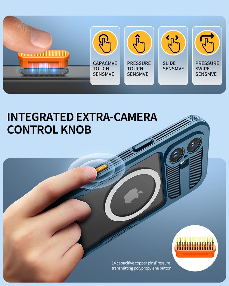 Lanhiem Magnetic for iPhone 16 Plus Case, IP68 Waterproof Dustproof Case, [Compatible with Magsafe] [Built-in Screen Protector] Full Body Heavy Duty Rugged Phone Cover 6.7 inch, Blue/Clear - Image 4