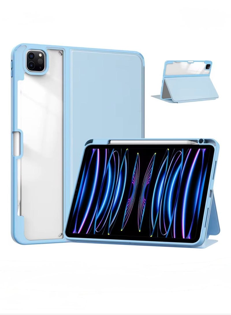 CAT-COT smart clear case T29 for Apple ipad 10.2/10.5 (2022) internal pen slot tablet case, silicone gel material, SKY BLUE