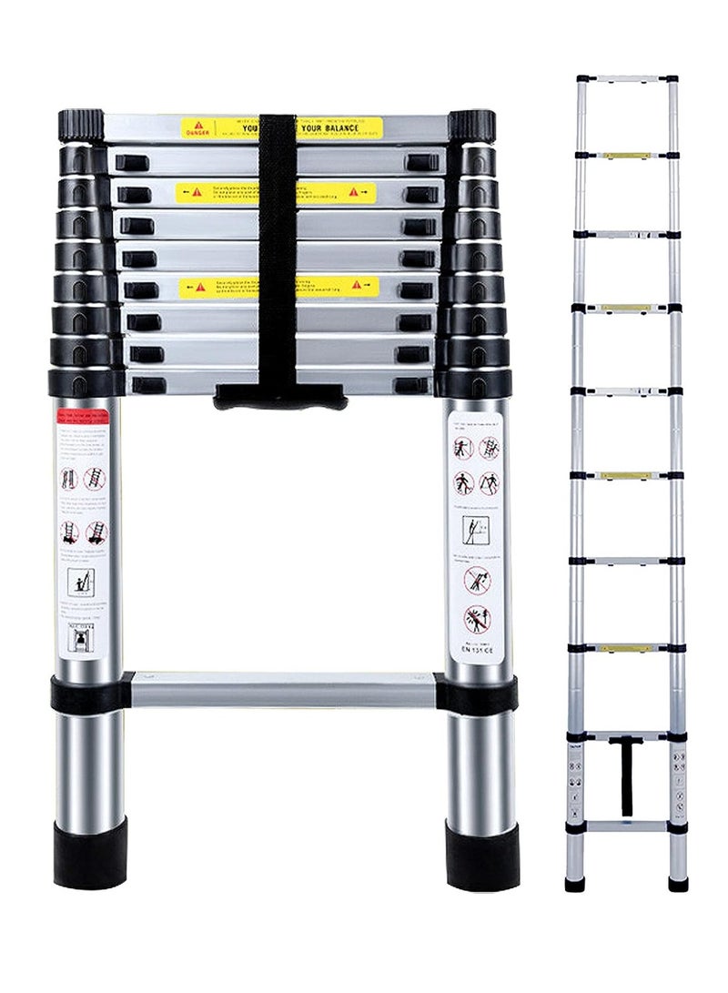 "Telescopic Ladder 2.9M/9.5FT Multi-Purpose Aluminium Extendable Ladders, Adjustable Height Loft Ladder, Portable Sturdy Folding Ladder for Window Replacement, Roof Repair" - Image 1