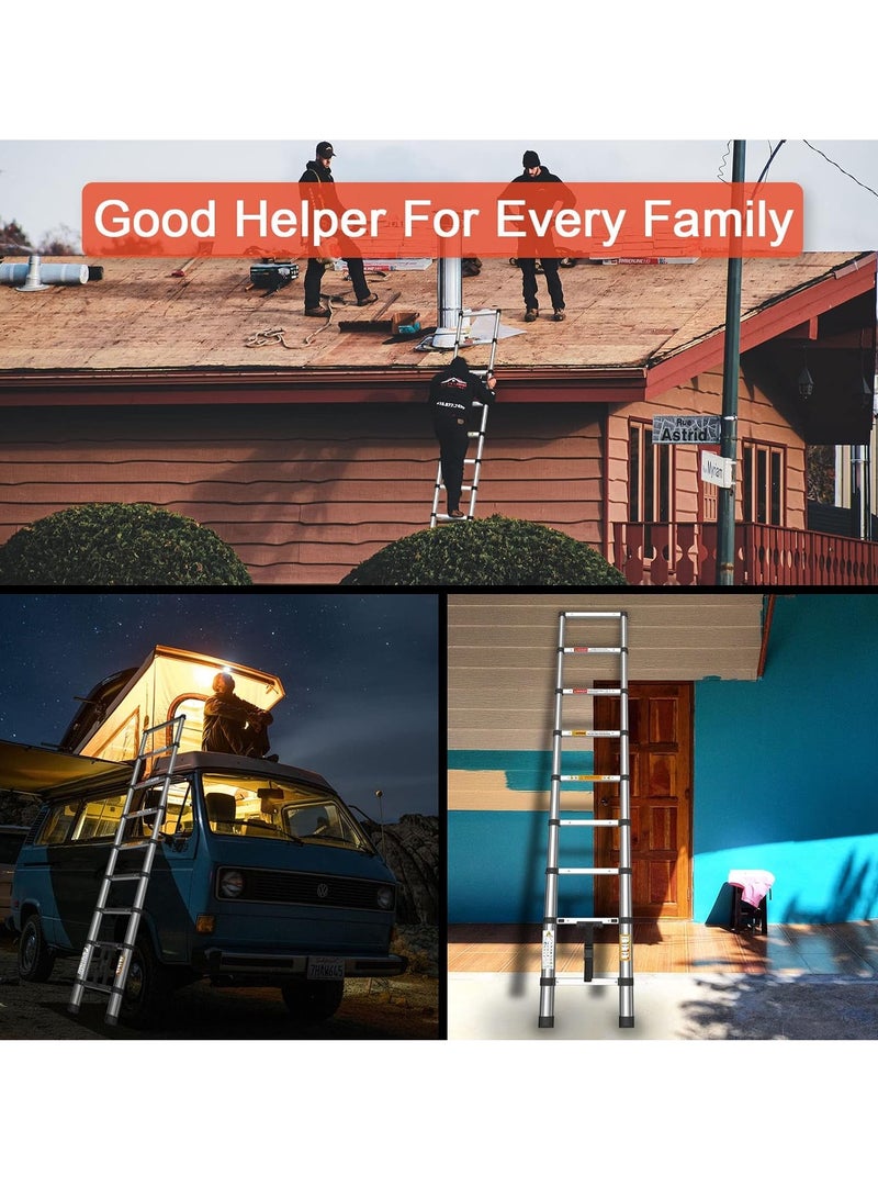 "Telescopic Ladder 2.9M/9.5FT Multi-Purpose Aluminium Extendable Ladders, Adjustable Height Loft Ladder, Portable Sturdy Folding Ladder for Window Replacement, Roof Repair" - Image 4