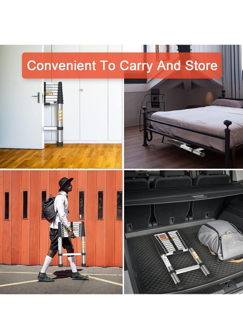 "Telescopic Ladder 2.9M/9.5FT Multi-Purpose Aluminium Extendable Ladders, Adjustable Height Loft Ladder, Portable Sturdy Folding Ladder for Window Replacement, Roof Repair" - Image 5