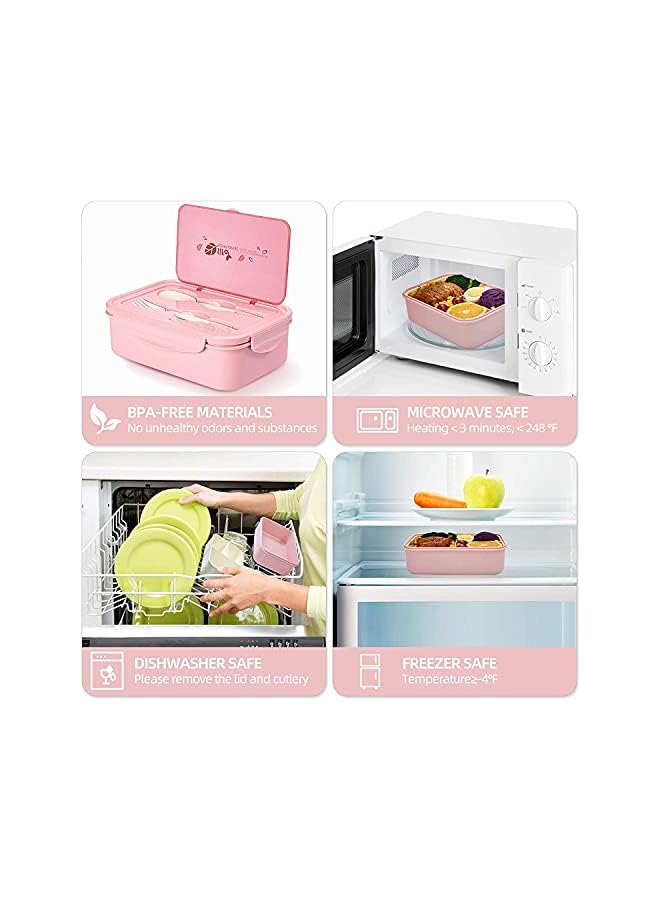 Green Tiger Bento Box,Bento lunch Box for Kids and Adults, Leakproof Lunch Containers with 3 Compartments, Lunch box Made by Wheat Fiber Material - Image 4