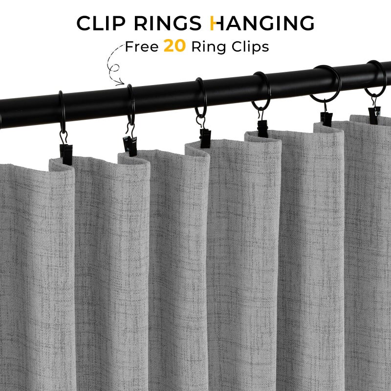 INOVADAY Thermal Sliding Door Curtains 100% Blackout Extra Wide Patio Door Curtains Linen Textured Farmhouse Sliding Glass Door Curtain Drapes (1 Panel  W100 x L84  Dark Grey) - Image 4