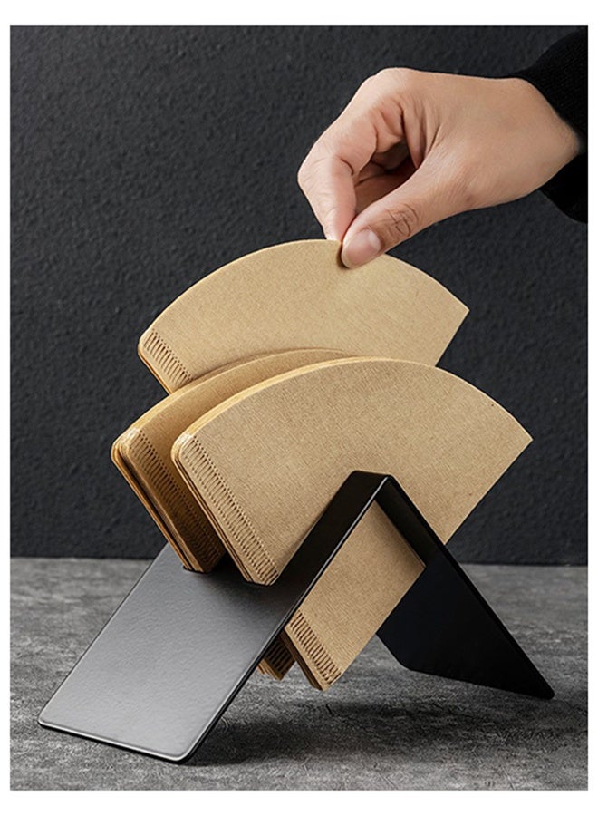 Coffee Filter Holder,50 disposable coffee paper filters are included Black Coffee Filter Holders for Counter Filter Holder with Stainless Steel Material,Coffee Filter Storage - Image 2