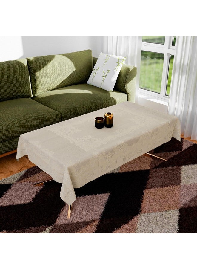Kuber Industries Center Table Cover | Cotton Table Cloth Cover | 4-Seater Table Cloth | Self Gulmohar Vila Table Cover | Table Protector | Table Cover for Center Table | 40x60 Inch | Cream - Image 1
