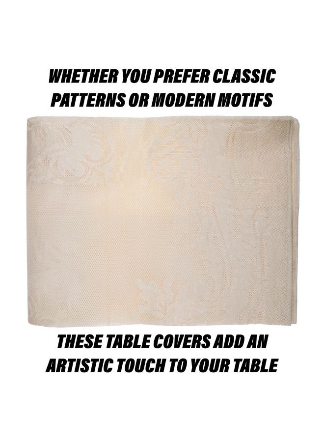 Kuber Industries Center Table Cover | Cotton Table Cloth Cover | 4-Seater Table Cloth | Self Gulmohar Vila Table Cover | Table Protector | Table Cover for Center Table | 40x60 Inch | Cream - Image 5