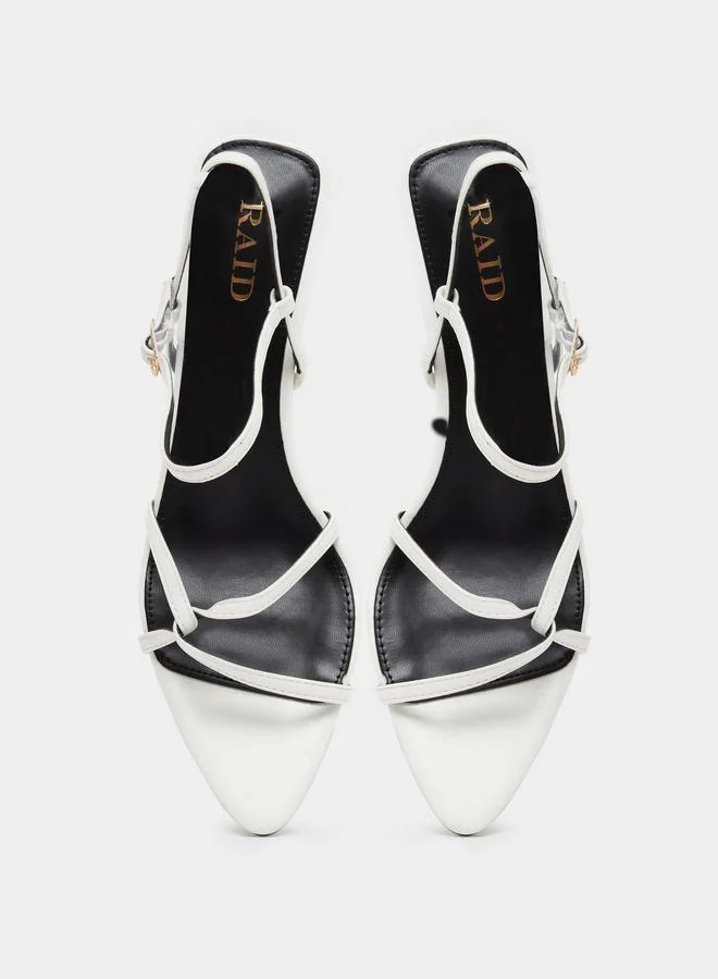 RAID Raid White Slim Strap Sandals with Buckle