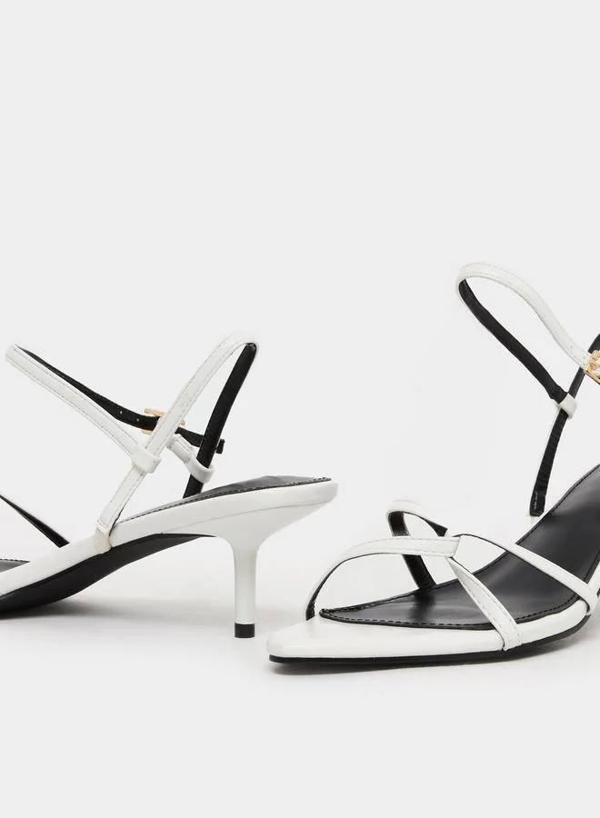 RAID Raid White Slim Strap Sandals with Buckle