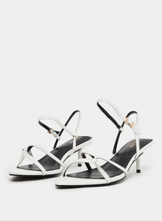 RAID Raid White Slim Strap Sandals with Buckle
