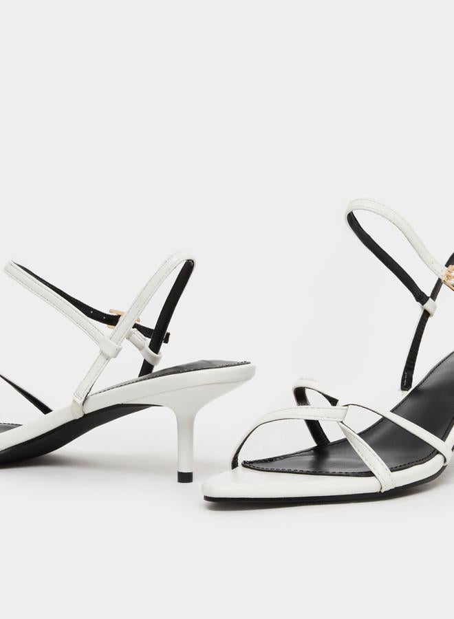 RAID White Slim Strap Sandals with Buckle - Image 4