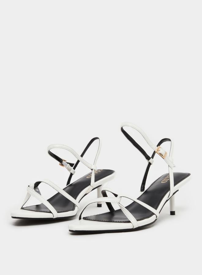 RAID White Slim Strap Sandals with Buckle - Image 3